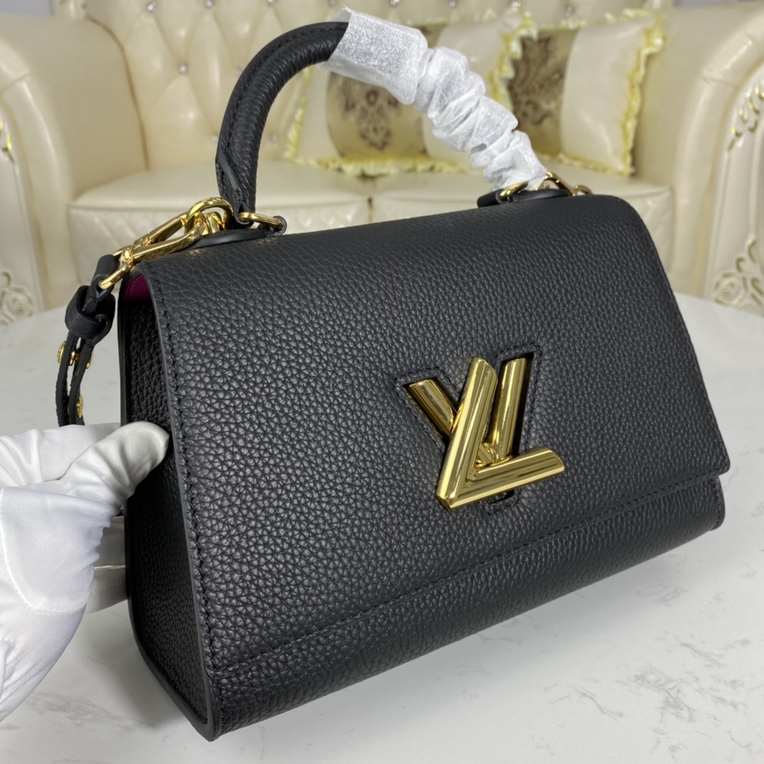 Louis Vuitton TWIST One Handle PM Handbag Taurillon Leather M57097 Black